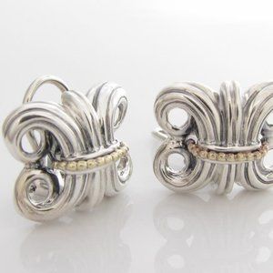 LAGOS Sterling Silver & 18K Gold Wheat Style Earrings